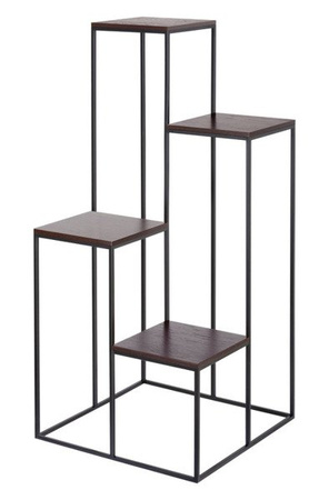 Stojak metalowy industrialny narożny z czterema półkami / kwietnik nowoczesny wielopoziomowy / wys. 112 cm