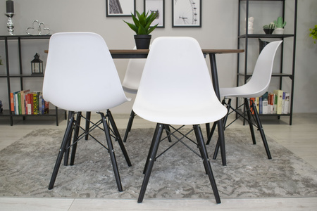 Zestaw 3 krzeseł z tworzywa do kuchni OSAKA - Białe krzesła z czarnymi nogami