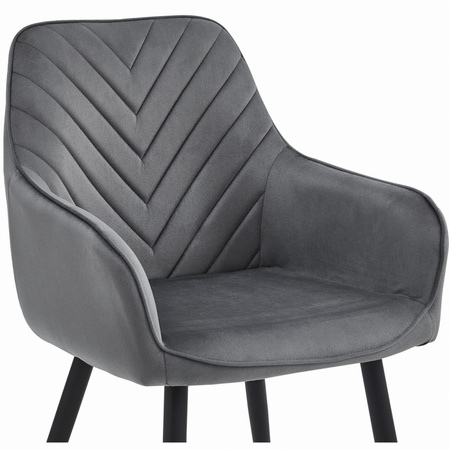 "Krzesło NANA - ciemny szary aksamit / nogi czarne x 2"