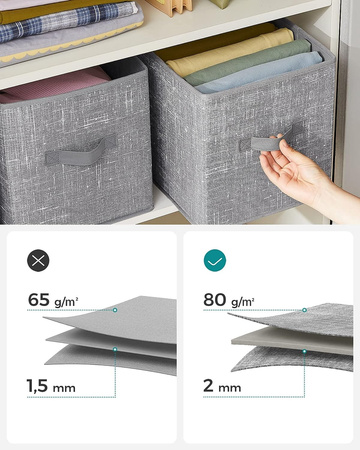 Szary organizer tekstylny do szafy z rączką 6 sztuk - SONGMICS ROB026G26V1