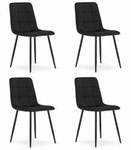 Czarne krzesła z aksamitu KARA (4 sztuki) - Tapicerowane krzesła kuchenne