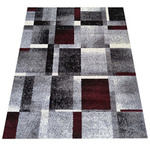 Nowoczesny dywan geometryczny szary z czerwonymi elementami OTTO 09 - 80x150 cm
