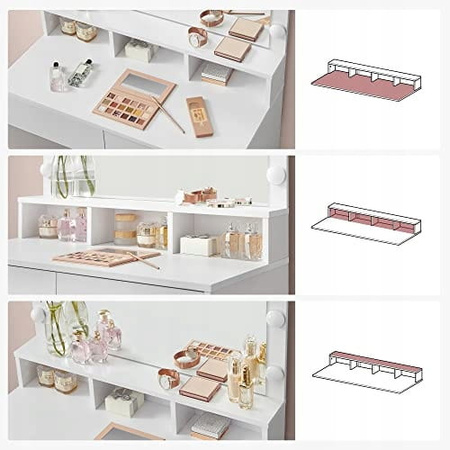 Biała toaletka kosmetyczna z lustrem i oświetleniem - VASAGLE RDT120T10