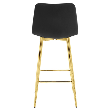 Tapicerowane krzesła barowe ARCETO - Czarne hokery z oparciem w stylu glamour (zestaw 3)