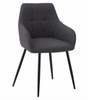 Kubełkowe krzesło BENI - Tapicerowane, grafitowe krzesło z podłokietnikami