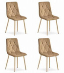 Brązowe krzesła tapicerowane LIBRA z aksamitu (4 sztuki) - Pikowane krzesła do jadalni