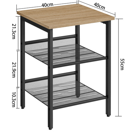 Loftowy stolik nocny - Kwadratowy stolik pomocniczy z dwiema półkami (Dąb Sonoma) VASAGLE LET023B11