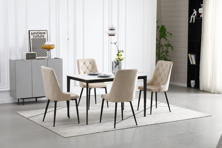 Beżowe krzesło CAPRI - Eleganckie, tapicerowane krzesło do jadalni