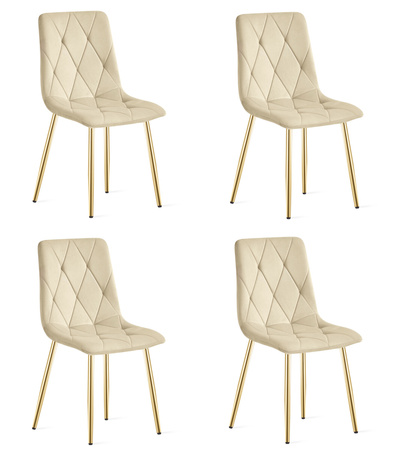 "Krzesło LIBRA - jasny beż aksamit / nogi kolor złoty x 4"
