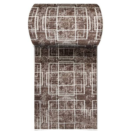 Brązowy chodnik na metry Panamero 09 – geometryczny wzór, szer. 90 cm