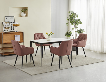 "Krzesło JORK - róż aksamit / nogi czarne x 2"