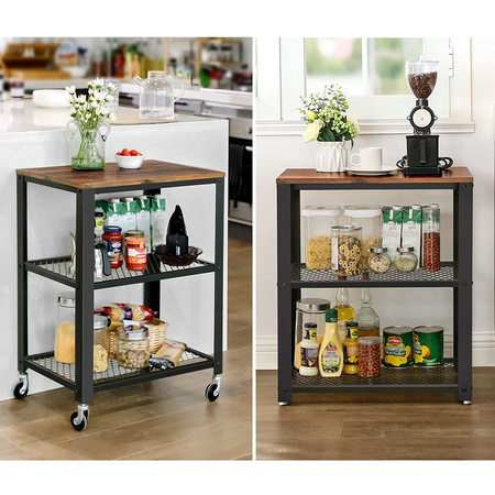 Stolik na kółkach - Industrialny wózek do serwowania - VASAGLE LRC78X