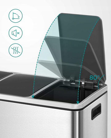 Kosz do segregacji śmieci - Duży kosz na śmieci stal nierdzewna - SONGMICS LTB54NL