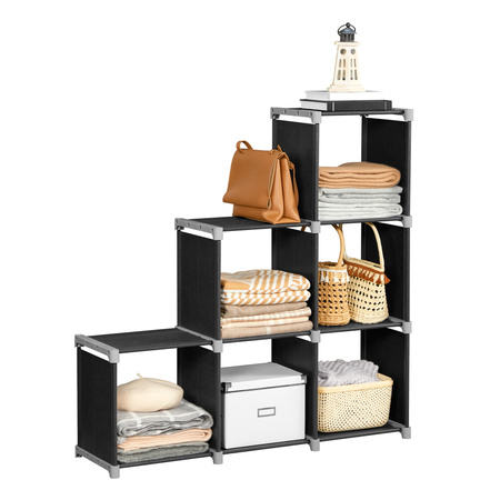 Czarny regał modułowy - Półka do przechowywania 6 poziomów SONGMICS LSN63H