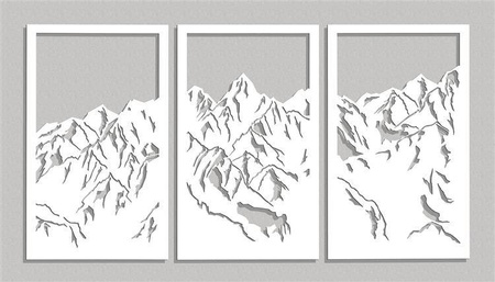 DEKORACYJNY PANEL AŻUROWY, GÓRY, DEKORACJA ŚCIENNA 3D, ORNAMENT, 80 x 150 cm, BIAŁY