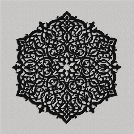 DEKORACYJNY PANEL AŻUROWY, ROZETA MAROKAŃSKA, DEKORACJA ŚCIENNA 3D, ORNAMENT, 60 cm, CZARNY
