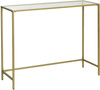 Konsola do przedpokoju - Złota konsola do salonu ze szklanym blatem VASAGLE LGT26G