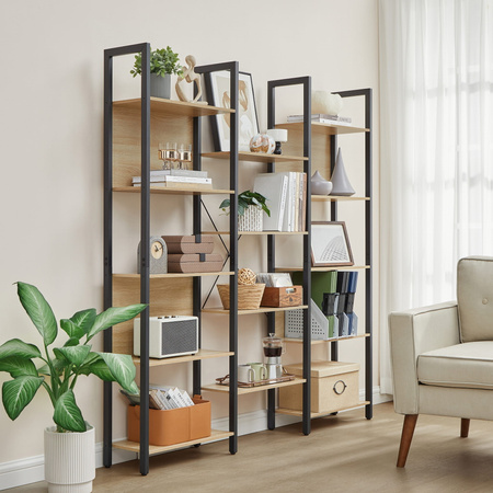 Duży regał do salonu Loft - Biblioteczka - Półka na książki (Dąb Sonoma) VASAGLE LLS107B11