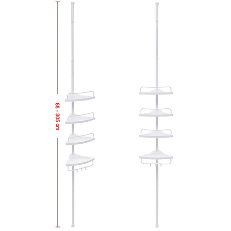 Biała teleskopowa półka pod prysznic - Rozporowa półka łazienkowa - SONGMICS BCB001A
