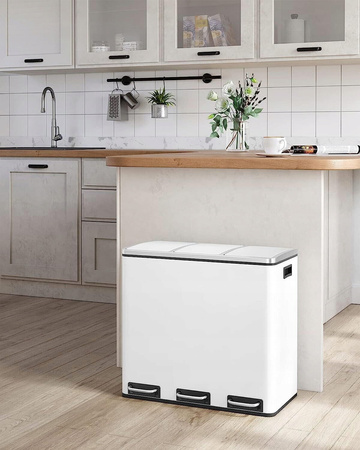 Kosz do segregacji śmieci - Duży biały kosz na śmieci - SONGMICS LTB54WT