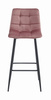 Elegancki hoker ARCETO - Różowe, wysokie krzesło barowe pokryte aksamitem