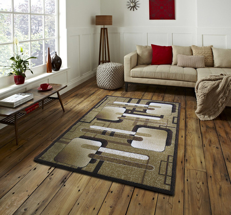 Dywan brązowy klasyczny geometryczny BCF Alfa 16 – 60x100 cm