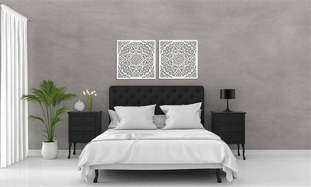 AŻUROWY PANEL DEKORACYJNY, MAROKAŃSKA ROZETA, DEKORACJA ŚCIENNA 3D,ORNAMENT, DYPTYK, BIAŁY