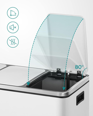 Kosz do segregacji śmieci - Duży biały kosz na śmieci - SONGMICS LTB54WT