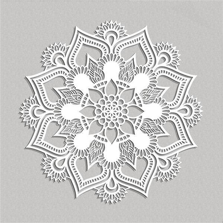 AŻUROWY PANEL DEKORACYJNY, MANDALA, HINDU, DEKORACJA ŚCIENNA 3D,ORNAMENT, BIAŁY