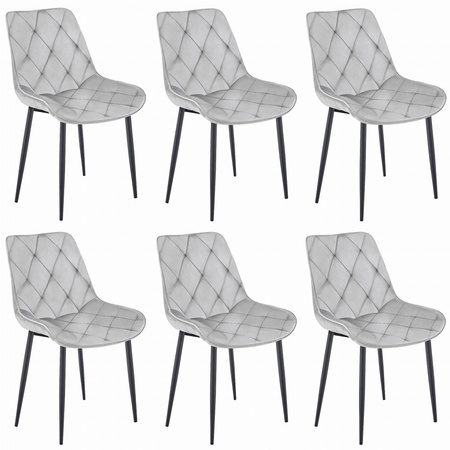 "Krzesło TOR - aksamit srebrno-szary / nogi czarne x 6"