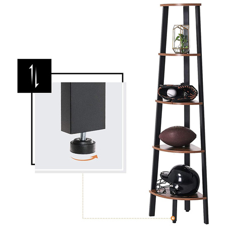 Czarny narożny regał na książki Loft - Industrialny regał do salonu - VASAGLE LLS35X