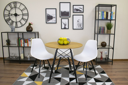 Okrągły stół jadalniany TODI 80cm - Stół w stylu skandynawskim z dębowym blatem