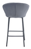 Szary hoker GATTA - Tapicerowany, ciemnoszary stołek barowy z oparciem