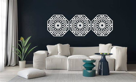 DEKORACYNY TRYPTYK MAROKAŃSKI, STYL MAROKAŃSKI, DEKORACJA ŚCIENNA 3D, ORNAMENT, BIAŁY