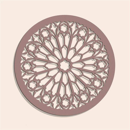 AŻUROWA ROZETA GOTYCKA,ROSE DU MIDI, DEKORACJA ŚCIENNA 3D, ORNAMENT,60 CM, BIAŁY