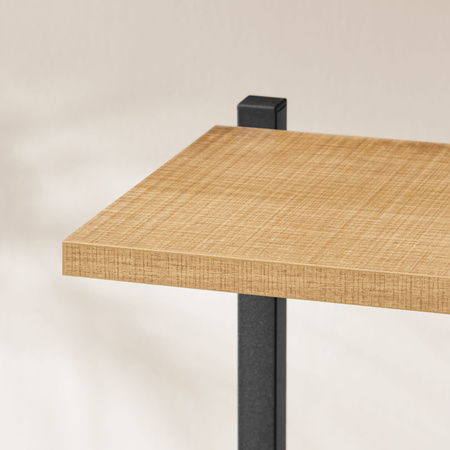 Kwietnik loftowy, stojak na kwiaty typu regał - kolor czarny z 6 dębowymi półkami