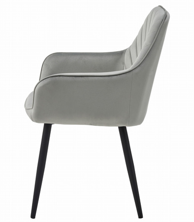 "Krzesło NANA - aksamit srebrno-szary / nogi czarne x 1"