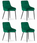 Tapicerowane welurowe krzesła z bokami MONZA w kolorze butelkowa zieleń (4 sztuki)