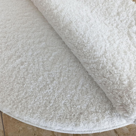 Dywan miękki okrągły typu shaggy Kamel Koło Biały 100 cm