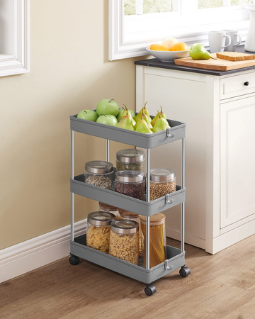 Szary regał na kółkach - Wózek półka na kółkach (3 półki) - SONGMICS KSC009G01