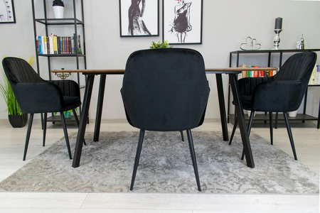 Czarne krzesła tapicerowane z podłokietnikami LUGO - Fotele do jadalni (2 sztuki)