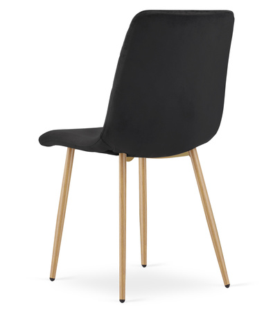 "Krzesło TURIN - czarny aksamit / nogi kolor drewna x 4"