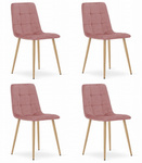 Welurowe różowe krzesła do kuchni KARA (4szt) - Tapicerowane krzesła z aksamitu