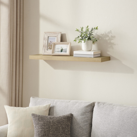 Półka ścienna na książki 80cm - Wisząca półka na ścianę (Dąb Sonoma) VASAGLE LWS028B11