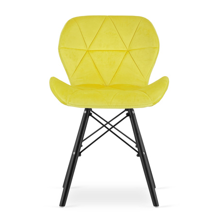 Komplet 2 krzeseł tapicerowanych żółtych z czarnymi nogami LAGO - Krzesła welurowe
