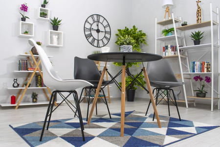 Okrągły stół do kuchni mały skandynawski 80cm TODI - Czarny stół do jadalni