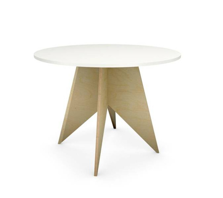 Minimalistyczny okrągły stół skandynawski z naturalnej sklejki / średnica blatu 100 cm, wys 75 cm / ST-PIN2-100