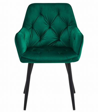 "Krzesło JORK - ciemna zieleń aksamit / nogi czarne x 2"