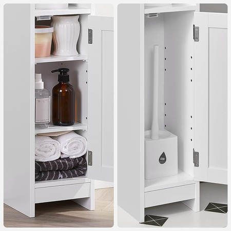 Biała wąska szafka łazienkowa - Słupek, regał łazienkowy VASAGLE BBC310W01