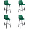 Wysokie krzesła barowe POZZA - Tapicerowany, zielony (butelkowa zieleń) hoker x4